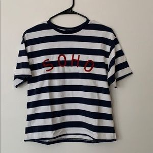 Brandy Melville striped t-shirt with SOHO logo